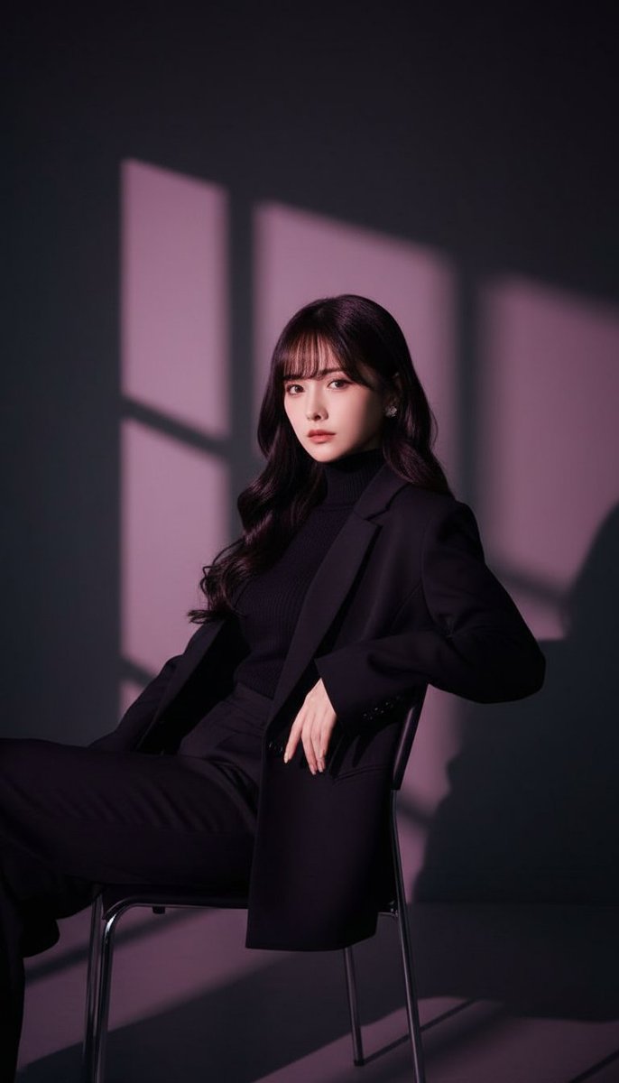 젊은 여성의 패션 영화적 초상화