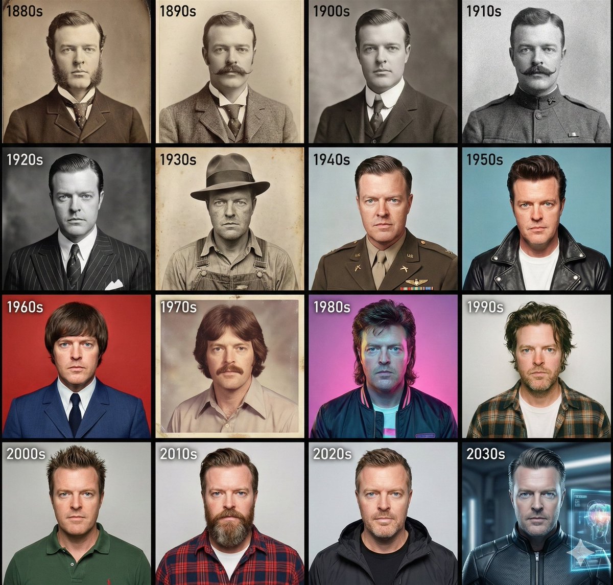 시대별 스타일의 4x4 그리드 제작