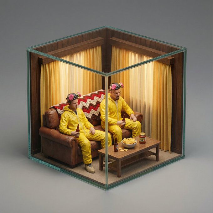 Film sahnesi minyatür izometrik dioramaya dönüşümü